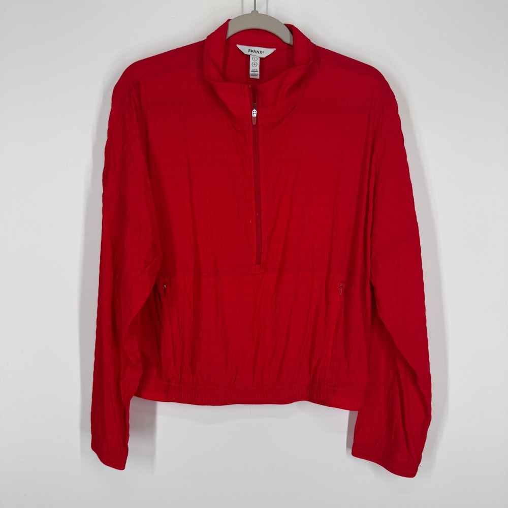Spanx Get Moving Woven Jacket Women's Large Red Lightweight Active run